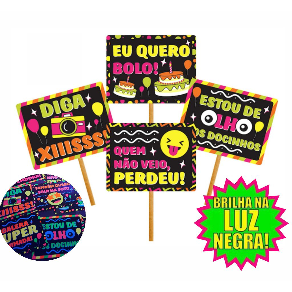 Plaquinhas Infantil Plaquinhas Balada Neon Shopee Brasil