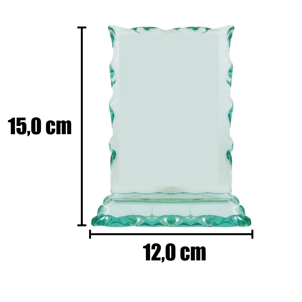Trofeu Vidro Recartilhado 15x10cm e 200gramas - podemos personalizar adesivo de até 13cmx8cm