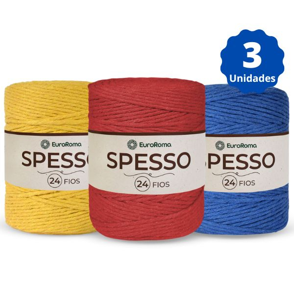 Barbante Spesso 24Fios 1kg Kit 3 Unidades Escolha as Cores | Shopee Brasil