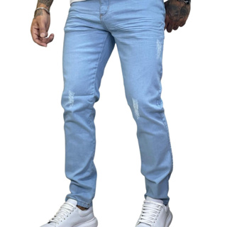 Calça Jeans Masculina Clara Premium Wear Com Puídos