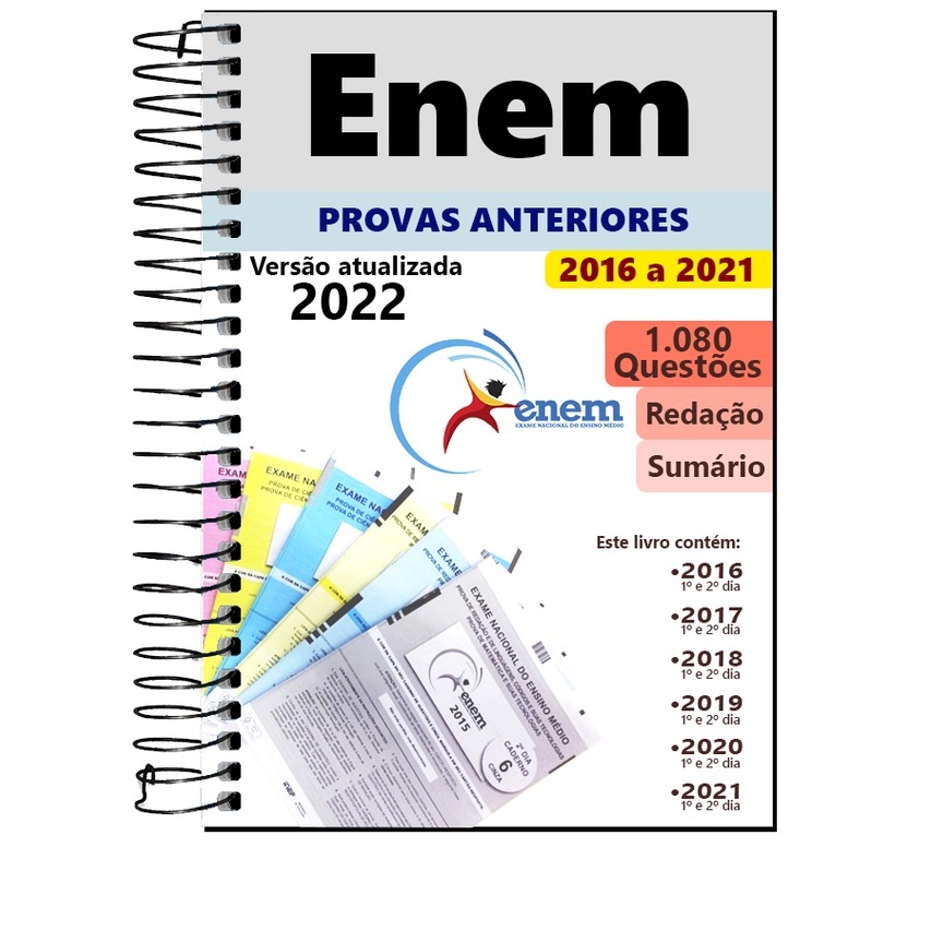 Apostila Enem Vestibular 2024 - Provas 2011 a 2023 Gabarito Redação