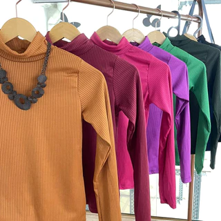 Blusa Cacharrel Manga Comprida e gola alta malha canelada tendência inverno segunda pele moda blogueira