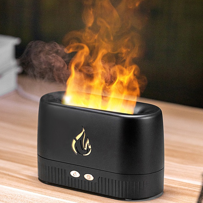 Difusor De Aroma De Chama USB Umidificador De Ar Ultrassônico Criador De Névoa Fria LED Lâmpada Difusora De Óleo Essencial