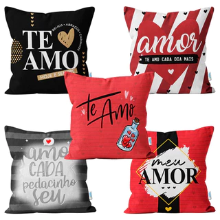 Kit com 5 almofadas p cesta de café da manhã Dia dos Namorados