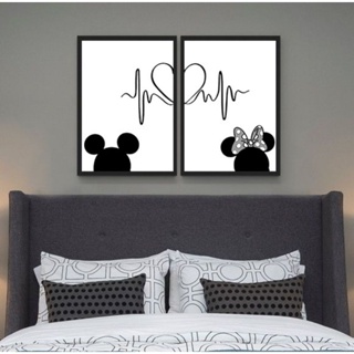 Quadro Decorativo Moderno 2 Peças 40x60 Minnie E Mickey