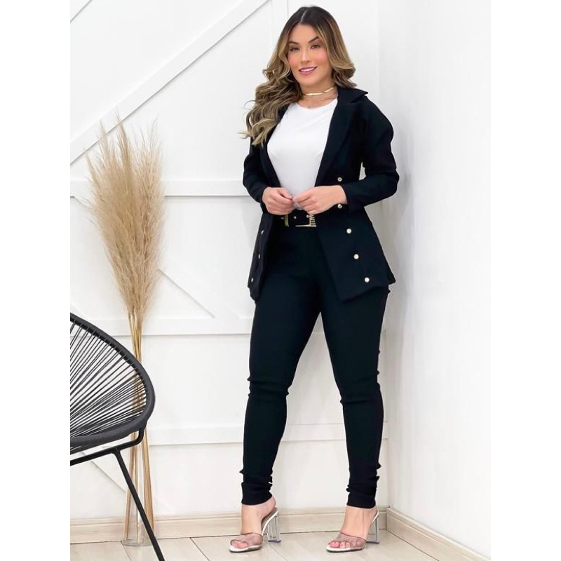 Conjunto Feminino Calça e Blazer Moda Social Elegante | Shopee Brasil