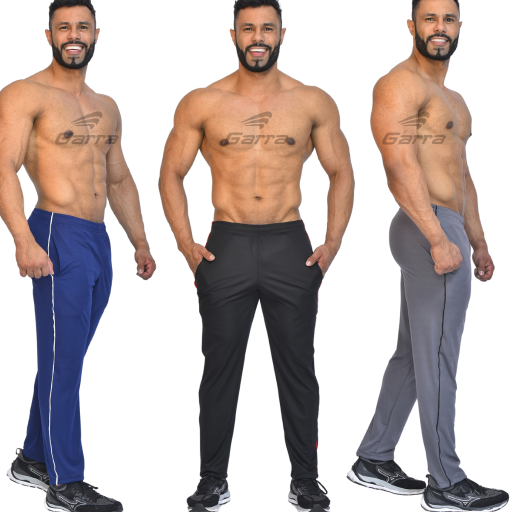 Kit 3 Calças Masculina Speed Fitness Dri Fit Leve pra Atividade Física Treino e academia com bolsos