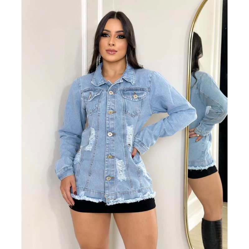 Jaqueta jeans 2024 feminina comprida