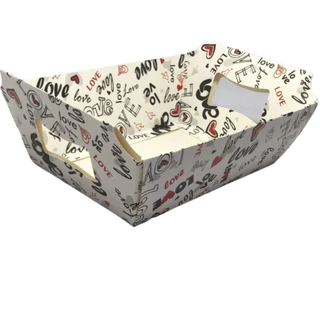 5 Cestas de Papel Cartão Estampa Amor/Love/Coração/kraft ou branca para Festa Decoração Salgados