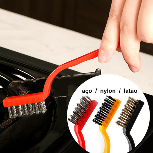 Conjunto 3 Escovas Multiuso Cerdas De Aço Nylon Multiuso Universal Clink