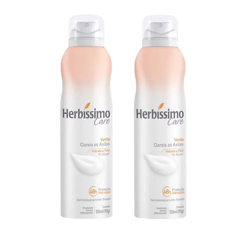 Herbissimo - 2 Desodoorantes Aerossol VANILLA (Clareia as axilas) 150ml ...
