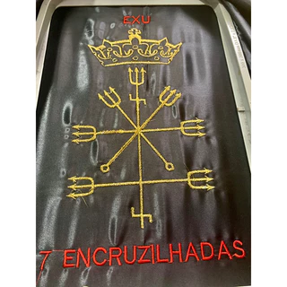 Capa exu 7 encruzilhada bordada umbanda e candomblé