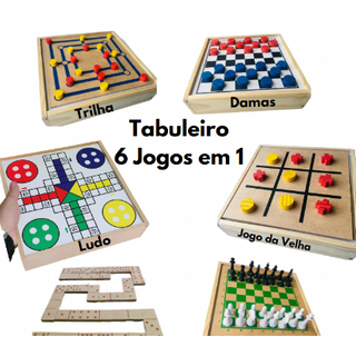 Carlu Brinquedos - Trilha, Damas, Jogo de Velha Jogos de Tabuleiro , 3 em  1, 4+ Anos, Multicolorido, 1067