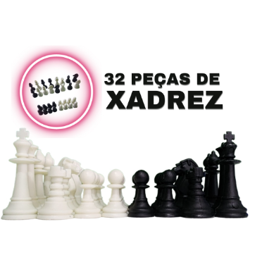 32 Peças para Jogo de Xadrez em Madeira Rei 6,30cm Sports Mania
