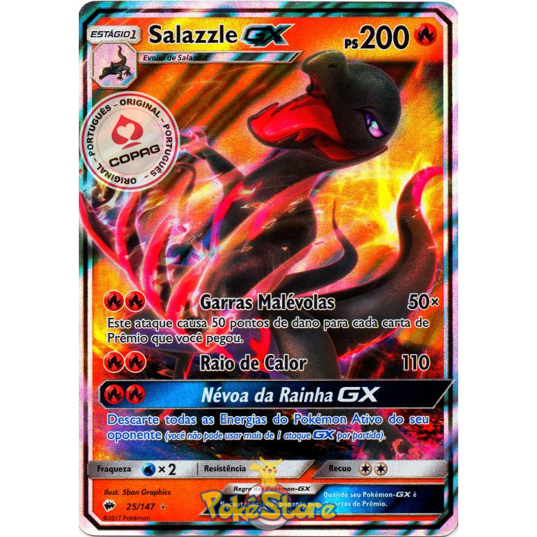 Carta Pokemon Salazzle GX Portugus Original Copag | Shopee Brasil