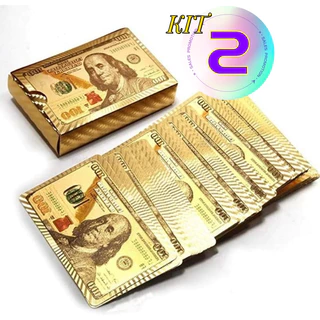 KIT 2 Baralho Conjunto Cartão de Jogo Dourado 24k Prova D'água Promoção em Oferta na Shopee