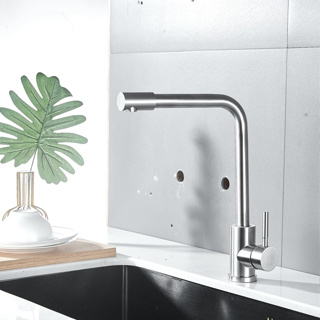 Torneira para cozinha Gourmet Misturador Monocomando em Aço inox Escovado Gurupi Prata