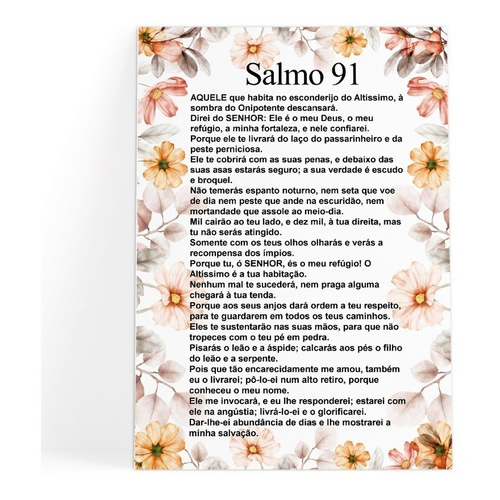 Quadro decorativo Salmo 91 floral sku: 2150g1