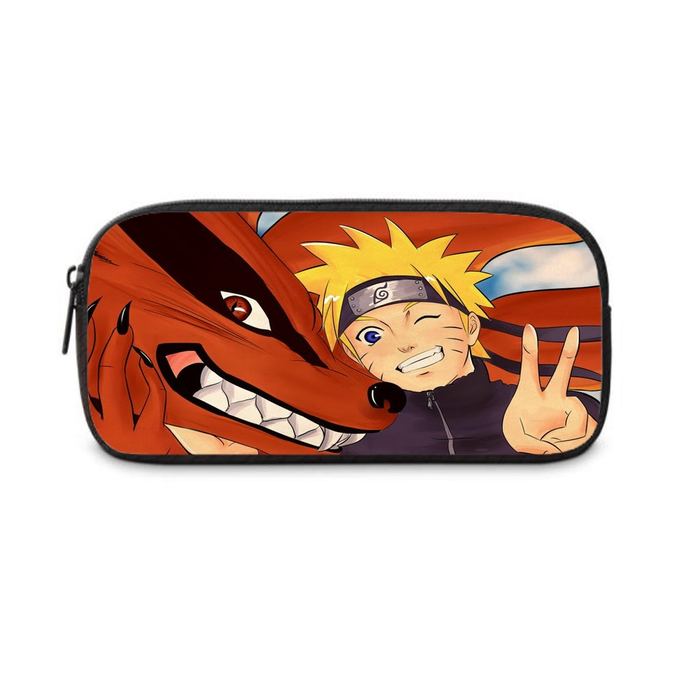 Estojo Escolar Infantil Duplo Naruto Akatsuki Nuvens Preto Grande