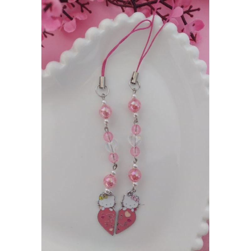 Par Chaveiro/Strap para celular Hello Kitty e Mimmy Pingente Best
