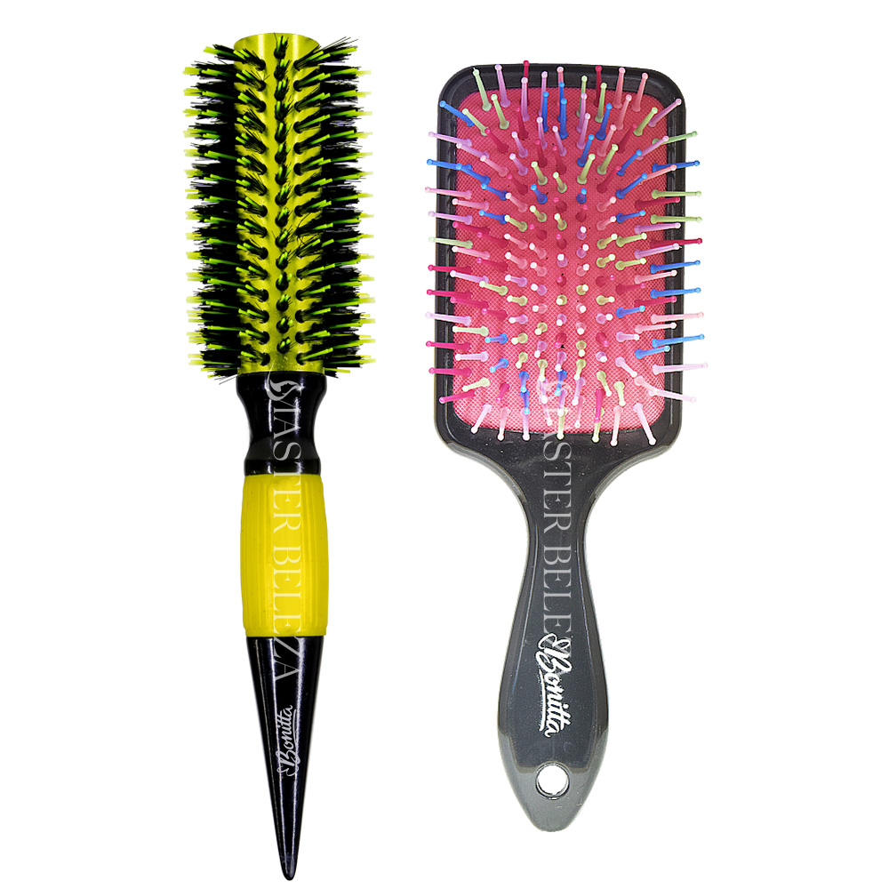 Escova De Cabelo Profissional Cerda Dupla Amarela 55mm + Raquete Top ...