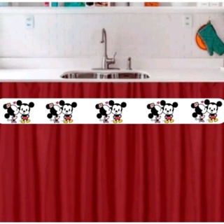 CORTINA PARA DECORAÇÃO PIA OU JANELA Mickey MINNIE TOYS 1,40x0,80 sem ilhós