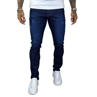 Calça Jeans Masculina Skinny Tendência Premium Com Puídos