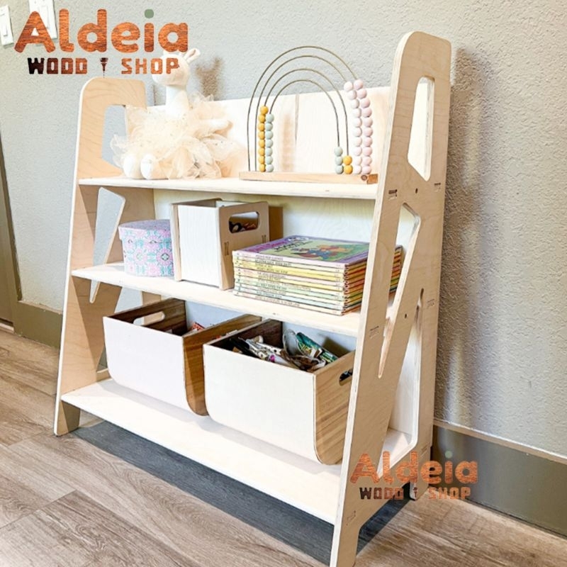 Estante de Madeira Infantil Prateleira Quarto Brinquedos Livros Pinus