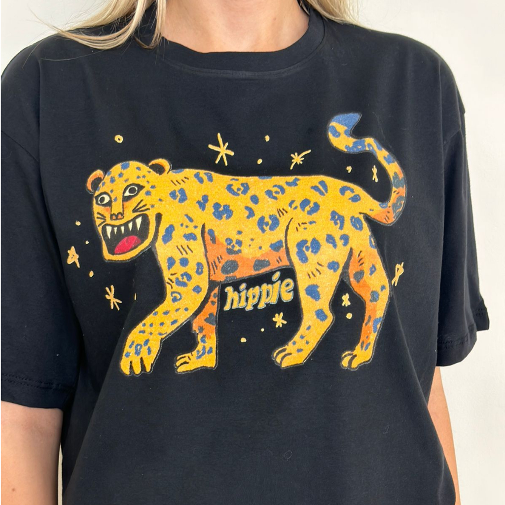 Blusa Camiseta Feminina Algodão Onça - Escolha a Cor