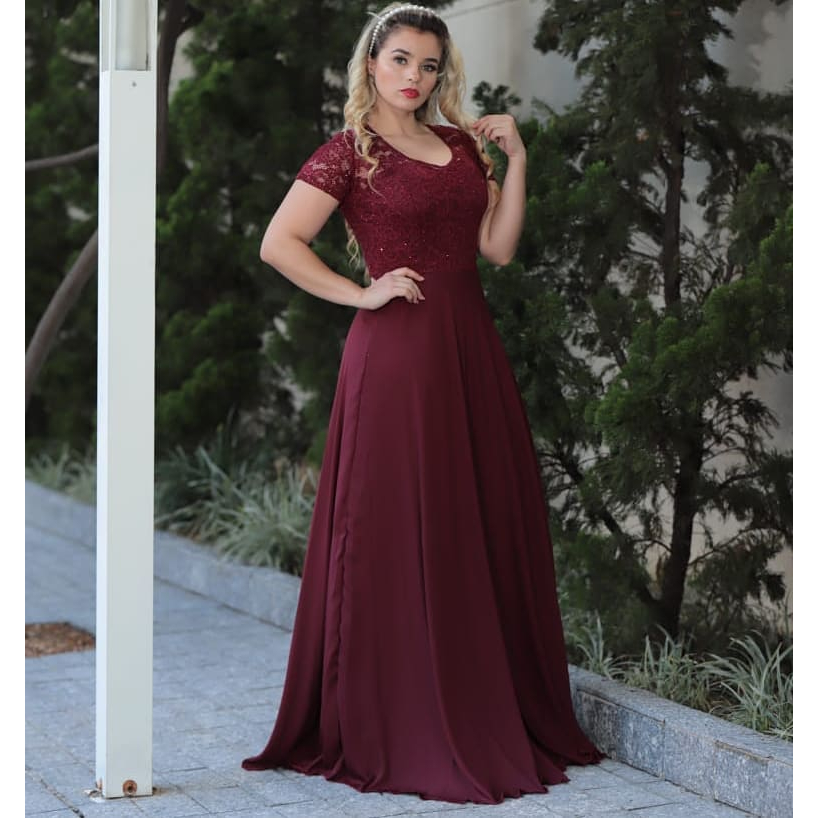 VESTIDO DE FESTA MADRINHA MODA EVANGÉLICA CASAMENTO | Shopee Brasil