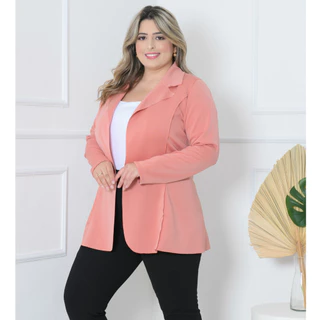 Blazer Sobretudo LONGO plus size feminino neoprene G1 G2 G3