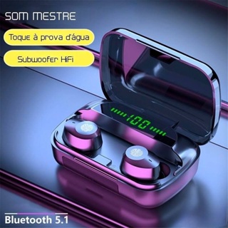 Fone de Ouvido M5 Sem Fio Bluetooth 5.1 TWS Gamer Display LED Digital Power Bank