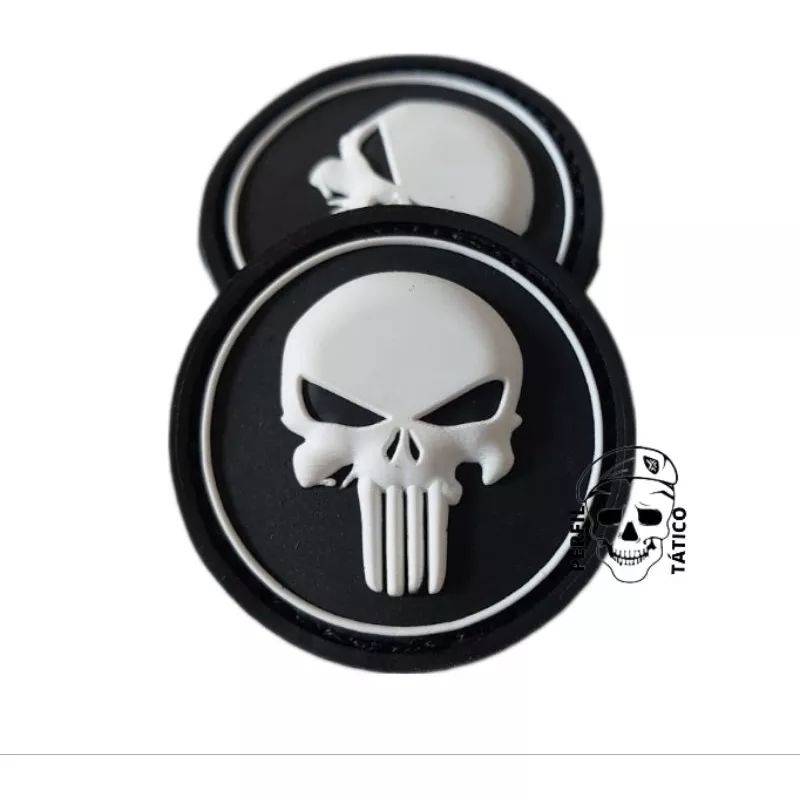 Patch Caveira Justiceiro Emborrachado Airsoft Segurança Vigilante Militar  Brevê Emborrachada