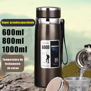 Garrafa Térmica Portátil 800ml Aço Inox Inquebrável C/ Vacuum Com Infusor Água Café Liquido Chá Academia
