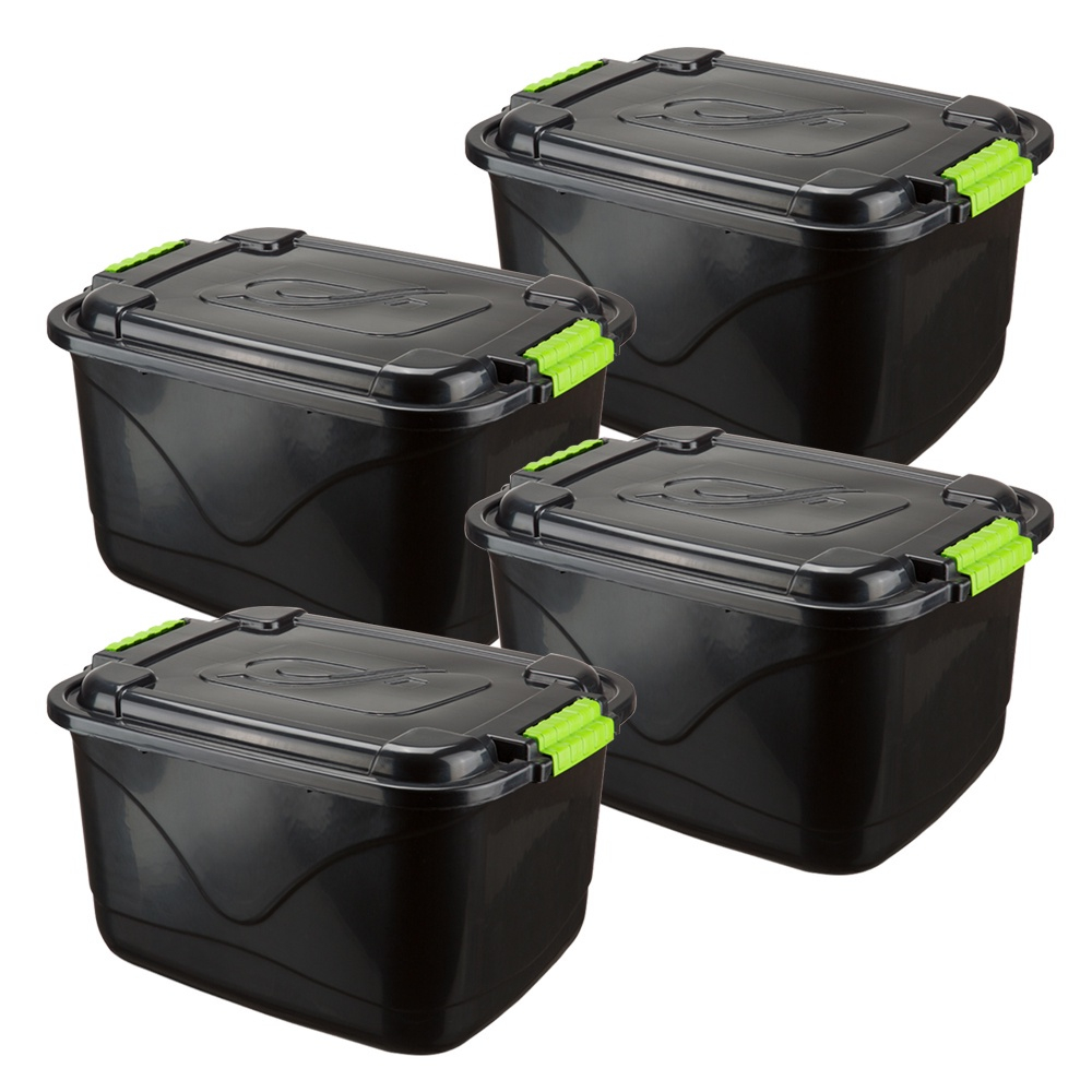 Kit 4 Caixas Organizadoras Multiuso 30 Litros com Trava Empilhavel Grande Sapatos Roupas