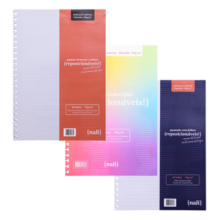 Refil NALÍ p/ Caderno Universitário Pautado 90g/m2 - Escolha o Modelo