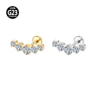 Piercing Helix Tragus Conch Boca-Medusa Labret Titânio Pvd Cluster Zircônias Cravejadas