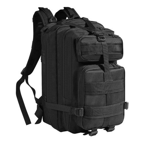 Mochila Assault Militar Tática Impermeável Camping Masculino Feminino Preta