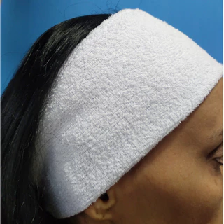Faixa de Cabelo Tiara Atoalhada Limpeza Facial e Maquiagem Branca/ Preta 100% Algodão
