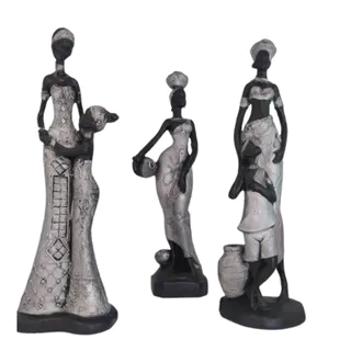 Escultura Africana Artesanal Prata enfeite de estante