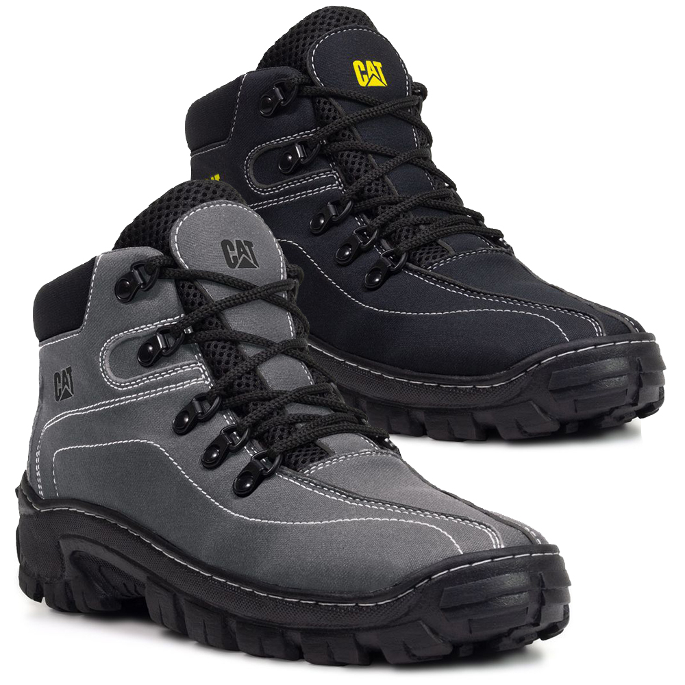 Bota caterpillar coturno couro preto + chinelo tiras em Promoção na  Americanas