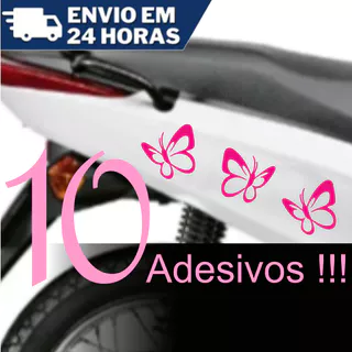Adesivos Borboleta Moto Biz Mulher Menina Carro Decoração Kit com 10 Adesivos - 12 lindas cores