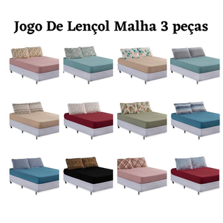 Jogo de Lencol Malha Casal King 100% Algodao 3 Peca Variados