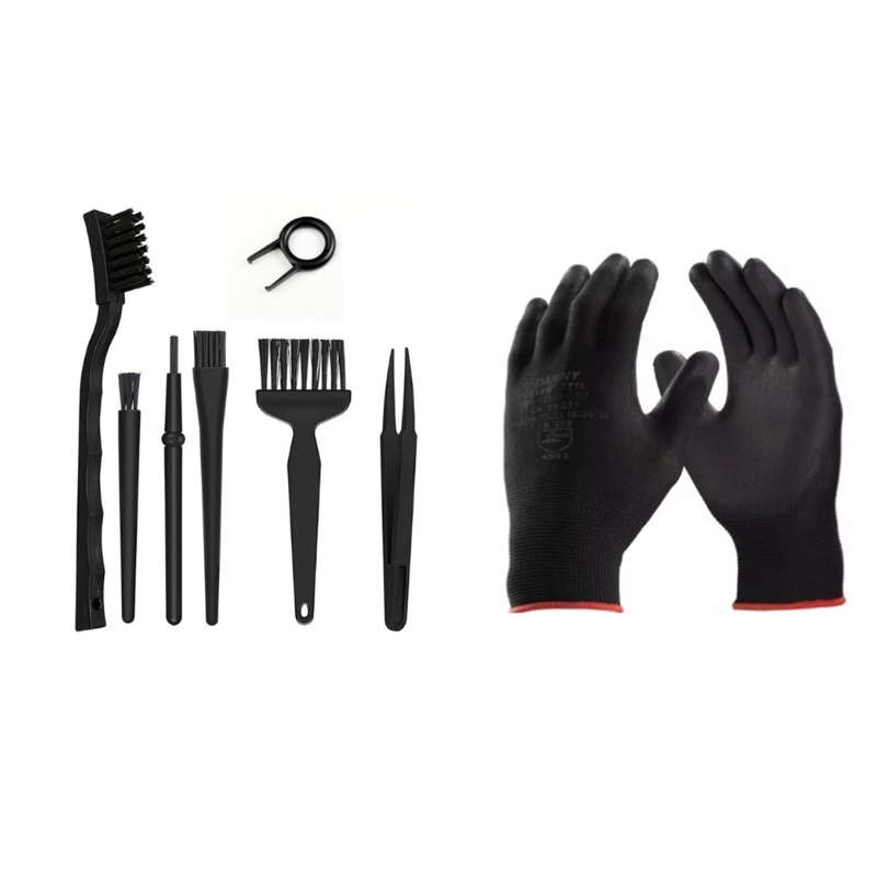 Kit 6 Pincel Esd Antiestatica Limpeza Eletronicos + Luva