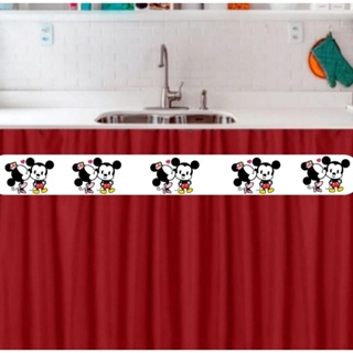 Cortina para Decoração de Pia ou Janela Mickey e Minnie Toys 1,40x0,80 SEM ILHÓS