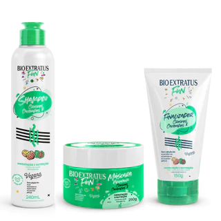 Kit Shampoo, Máscara e Finalizador Crespos e Cacheados Bio Extratus Fun
