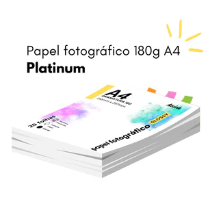 100 folhas do Papel Fotográfico 180 A4 Brilhante (não é adesivado) p/ impressão jato de tinta.