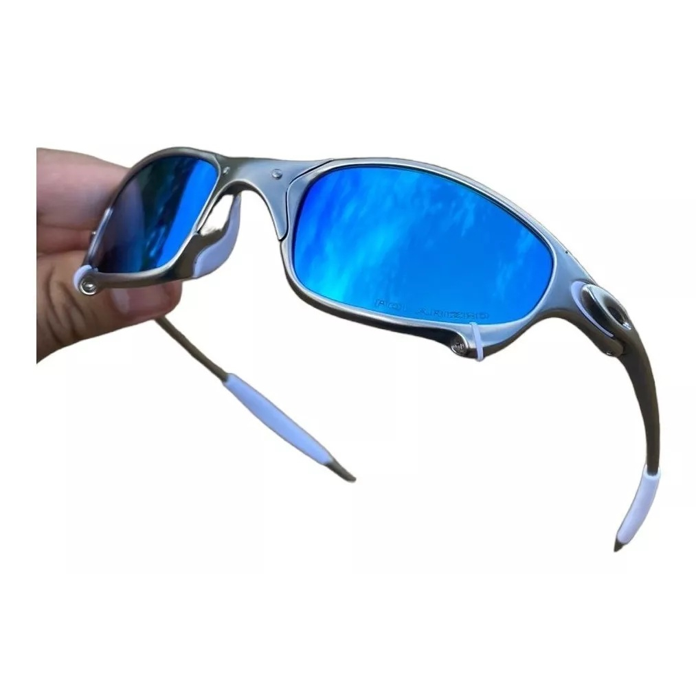 Óculos Juliet com armação metálica na cor preta e lentes polarizadas Uv400  na cor azul escuro. – JOC MODAS