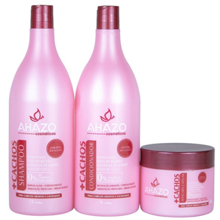 kit Tratamento Shampoo Condicionador e Máscara +Cachos 500gr Ahazo