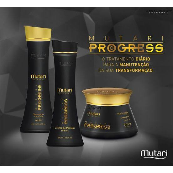 Kit manutenção PROGRESS Mutari- Shampoo+ Máscara+ Creme de pentear ...